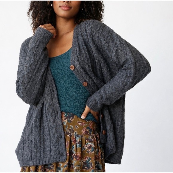 NATURAL LIFE Sweaters - NWOT Natural Life Grandpa Cardigan sweater cable knit oversized gray M casual